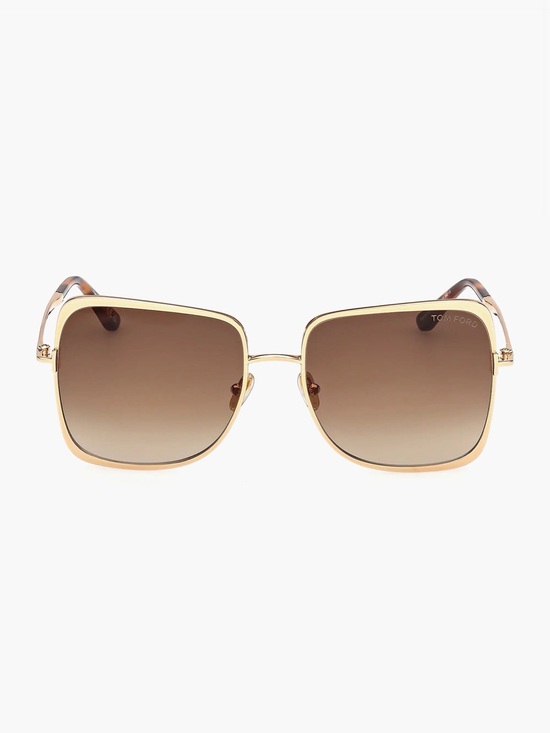 New TOM FORD FT1319 30F Gold Frame Brown Gradient Square Sunglasses Authentic main image 5
